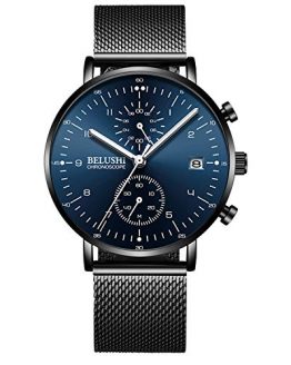 Men Minimalist Quartz Watch Blue/Black