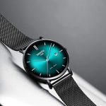 Ultra Thin Wrist Watch Black Green Dress