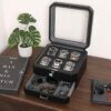 6 Slot Leather Watch Box with Valet Drawer - Luxury Watch Case