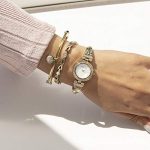 Anne Klein Swarovski Crystal-Accented Gold-Tone Bangle Watch