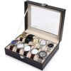 Readaeer 10 Slot Leather Watch Box Display Case