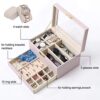 Jewelry Organizer Box for Women with Glass Top