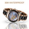 LIGE Lightweight Analog Quartz Watch for Women Waterproof Ceramic Band