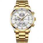 CRRJU Mens Watches Fashion Business 3-Sub Dial Full Steel