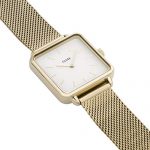 CLUSE LA TÉTRAGONE Gold Mesh White Women's Watch