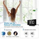 Desk Shelf Clocks - 5'' Curved LED Display, LED Alarm Clock with 6 Brightness, 3 Alarm Sounds