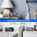 Digital Alarm Clock Large Mirrored LED Display Snooze Function Workday Alarm Dimming Mode Beside Clock for Bedroom Decor