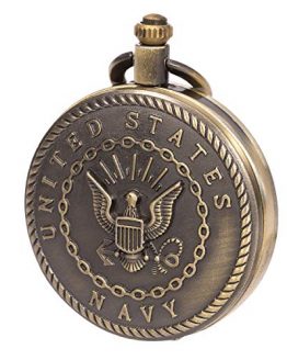 SIBOSUN Pocket Watch Engraved United States Navy Mark