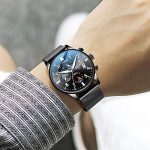Sleek Precision: Ultra Thin Waterproof Automatic Mesh Strap Chronograph Watch
