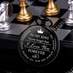 Pocket Watch for Men Engraved Black