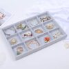 Stylifing Grey Velvet 12 Grid Jewelry Tray Showcase