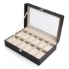 Readaeer 12 Slot Leather Watch Box Display Case Jewelry Organizer