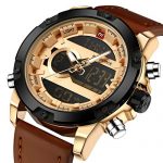 Tonnier Genuine Leather Band Analog Digital LED