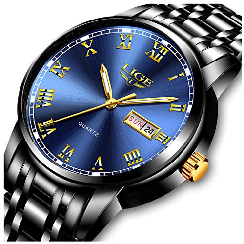 LIGE Watches Mens Fashion Sports Waterproof Analog Quartz Watch
