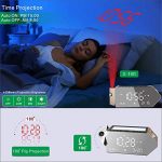 Projection Alarm Clock for Bedrooms, 180° Ceiling Projector