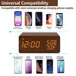 Wooden Digital Alarm Clock with Wireless Charging - Stylish Bedside Decor with 3 Alarms, LED Display, and Sound Control