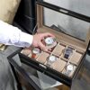 12-Slot Watch Box Display Case with Real Glass Top