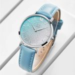 Ultra Thin Shell Dial Women Watch with Genuine Leather