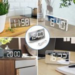 Digital Alarm Clock Large Mirrored LED Display Snooze Function Workday Alarm Dimming Mode Beside Clock for Bedroom Decor