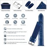 Bamboo Leather Watch Band: Stylish Quick Release Strap for Samsung Gear, Huawei, Moto, Garmin - 22mm Dark Blue
