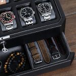12 Slot Leather Watch Box with Valet Drawer
