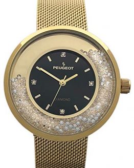 Peugeot Women's Luxury Watch, 14k Gold Plated Mesh Band