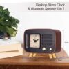 Retro Wooden Alarm Clock with Bluetooth Speaker