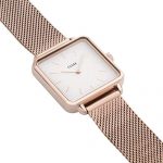 CLUSE LA TÉTRAGONE Rose Gold Mesh White Women's Watch