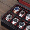 12 Slot Leather Watch Box - Luxury Watch Case Display Organizer
