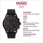 Black Men's Hugo Boss Watch with Leather Calfskin Strap
