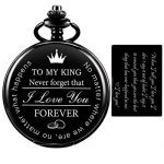 Pocket Watch for Men Engraved Black