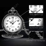 SIBOSUN Pocket Watch Men Chain Fob Quartz Engraved