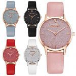 Thin Dial Wrist Watch with Leather Band
