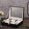 Watch Box Display Case Real Glass Organizer Storage