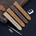 WOCCI 18mm Watch Band, Dark Brown Saddle Style