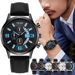wSelio Men's Minimalist Wrist Watch, Leather Strap Mechanical