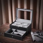 BEWISHOME Watch Box Organizer with Valet Drawer