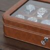 12 Slot Leather Watch Box – Luxury Tan & Brown Watch Case Display Organizer ⌚️