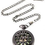 Elegant and Timeless: Black Steampunk Skeleton Luminous Dial Mechanical Pocket Watch