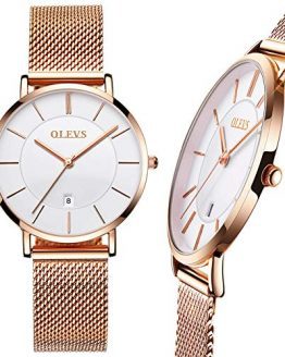 Women's Thin Watch,Ladies Rose Gold Watch,Mesh Watches for Women
