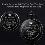 Pocket Watch for Men Engraved Black