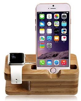 Hapurs Apple Watch Stand, iWatch Bamboo Wood Charging
