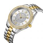 Two Tone Gold Silver Watch with Pave Diamond Face