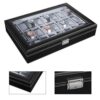 24 Watch Box Large Watch Case Glass Top Black