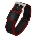 NATO Model Watch Strap - 18mm Black/Crimson
