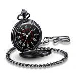 Pocket Watch with Chain Vintage Quartz Roman Numerals Personalized Pattern