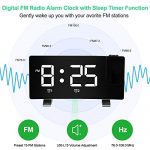 Digital Projection Alarm Clock Large 8” LED Curved Screen Display with USB Charger and Loud Dual Alarms for Bedroom, Plug-in 180° Projector 12/24 H Wall Ceiling Clock for Heavy Sleeper Kid Elderly