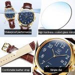 Men Watch Brown Leather Casual Classic Large Blue Face