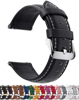 Quick Release Leather Watch Strap 22mm Black