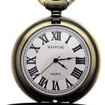 Quartz Pocket Watch with Chains Retro Deer Half Hunter